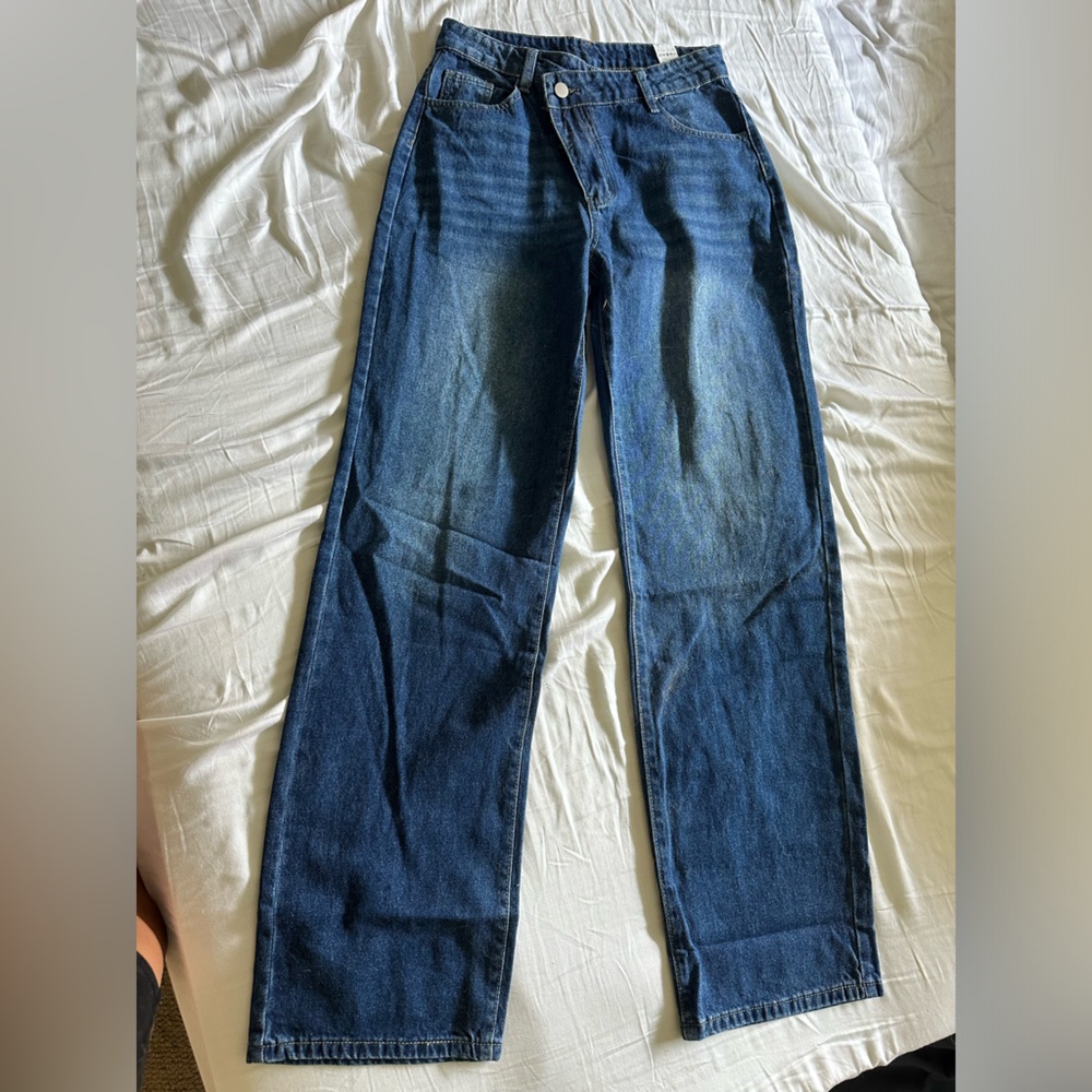 Dark denim dad jeans